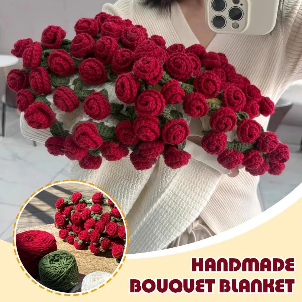 Crochet Bouquet Blanket - Red Roses - product image 3