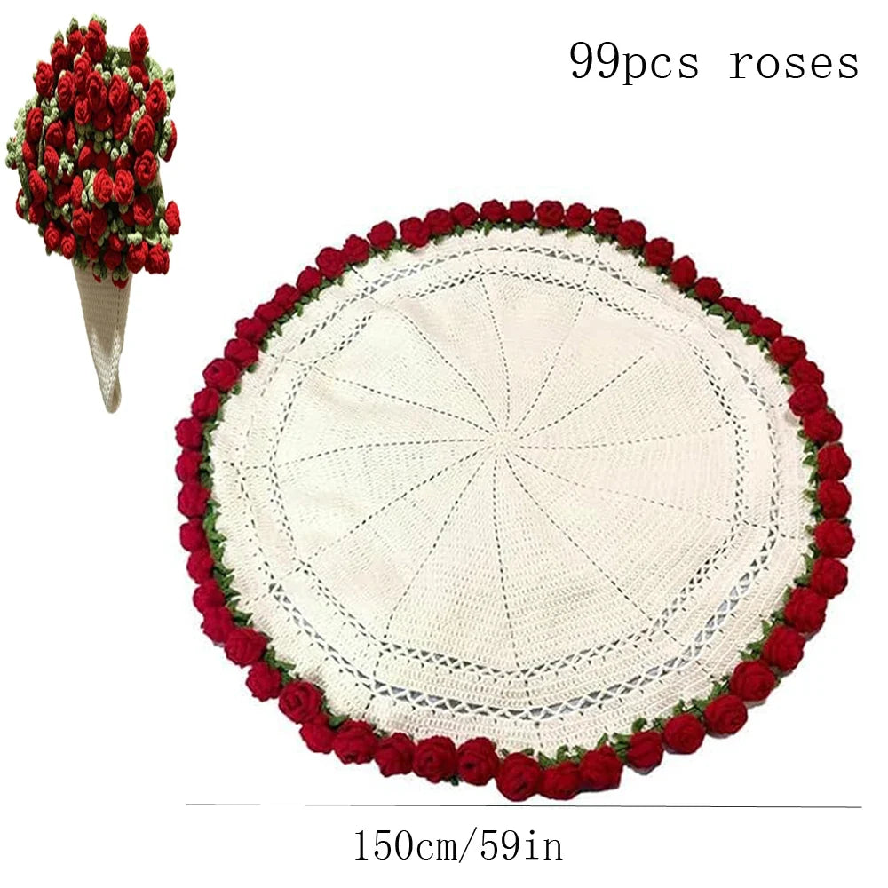 Crochet Bouquet Blanket - Red Roses - product image 6