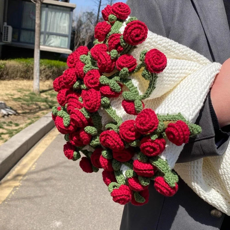 Crochet Bouquet Blanket - Red Roses - product image 1