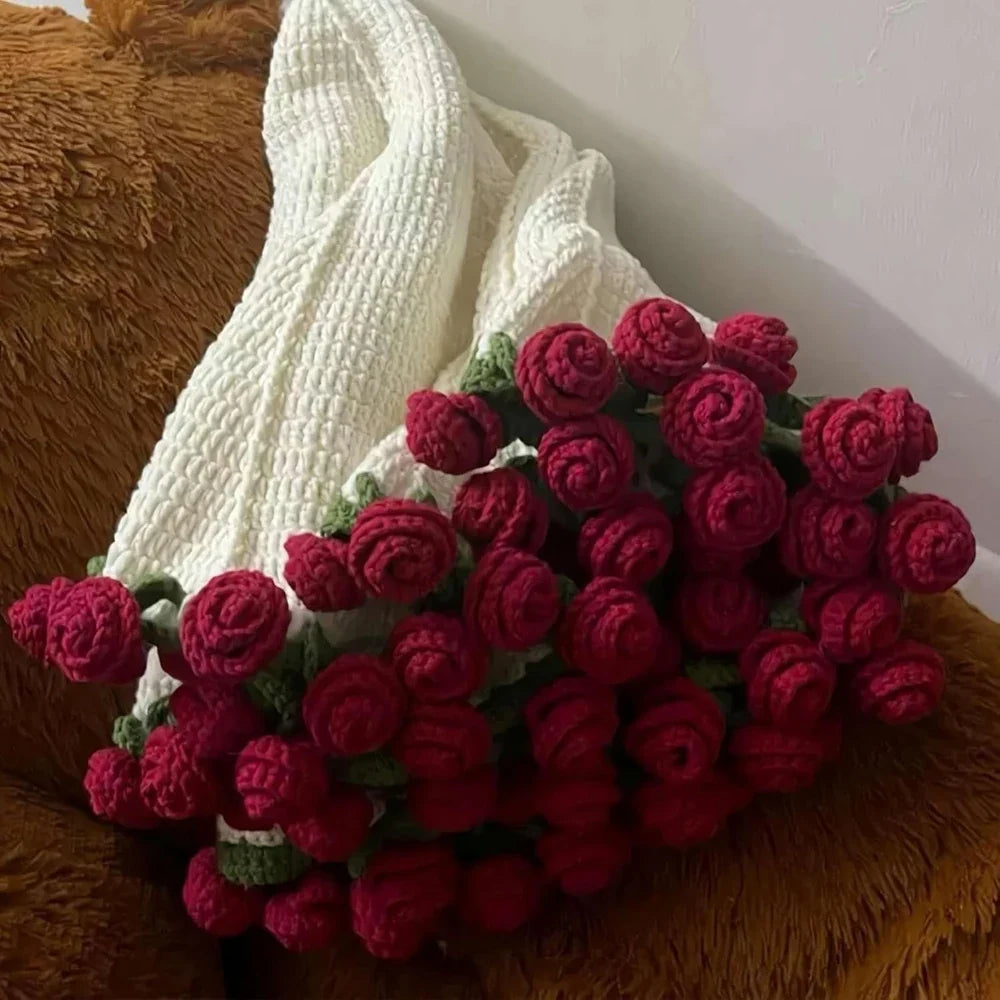 Crochet Bouquet Blanket - Red Roses - product image 7